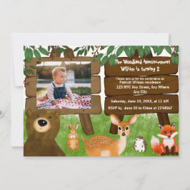 Convite The Woodland Calling All Forest Animals Birthday 