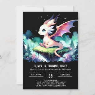 Convite Theme Cute Dragon Birthday