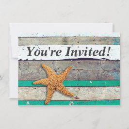 Convite Theme Starfish Rustic Casamento