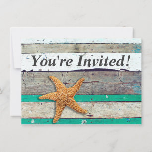 Convite Theme Starfish Rustic Casamento