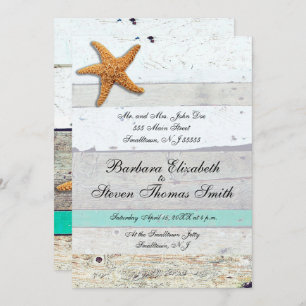 Convite Theme Starfish Rustic Casamento