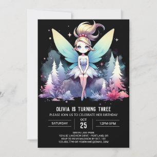 Convite Theme Watercolor Fairy Birthday