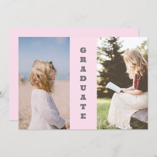 Convite Then And Now 2 Photo Graduation (Frente/Verso)