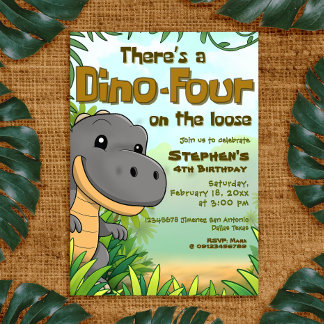 Convite There's a Dino Four on the Loose - 4rd Birthday