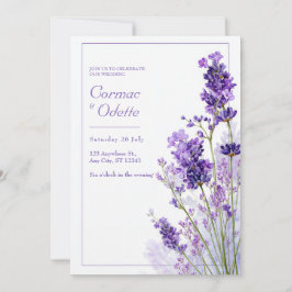 Convite Thin Purple Watercolor Lavender Frame Wedding