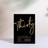 Thirty | Gold & Black Modern 30th Birthday Party