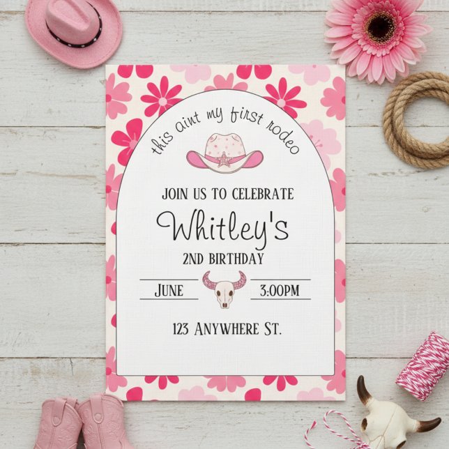 Convite this aint my first rodeo. 2nd birthday invitation (Criador carregado)
