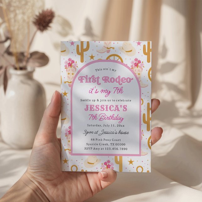 Convite This Ain't My First Rodeo Cowgirl 7th Birthday (Criador carregado)