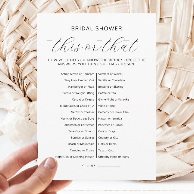 Convite This Or That Bridal Shower Couples Wedding Games (Criador carregado)