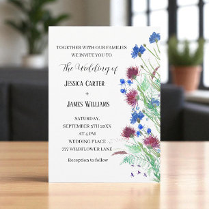 Convite Thistle Cornflower Wildflower Rustic Weding