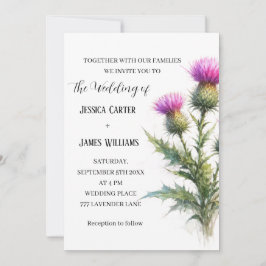 Convite Thistle Scottish Watercolor Rustic Wedding