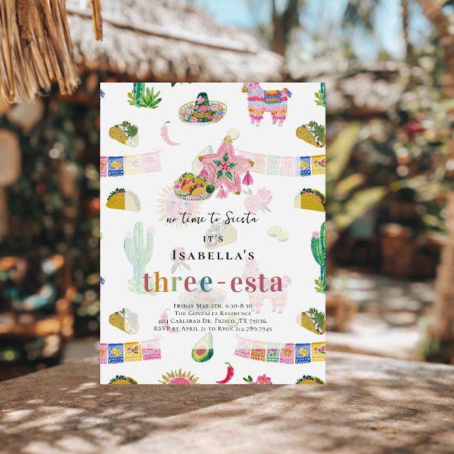 Convite Three-esta Fiesta 3rd Birthday (Criador carregado)