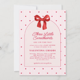 Convite Three Little Sweethearts Valentine Baby Shower