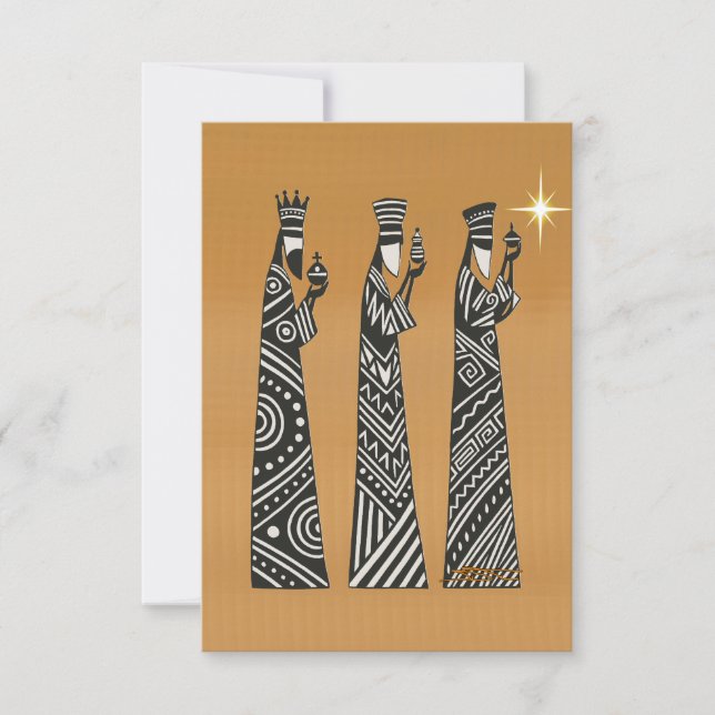 Convite Three Wise Men Black & White Christmas Nativity (Frente)