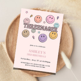 Convite Threenager Birthday Invitation, 3rd Birthday