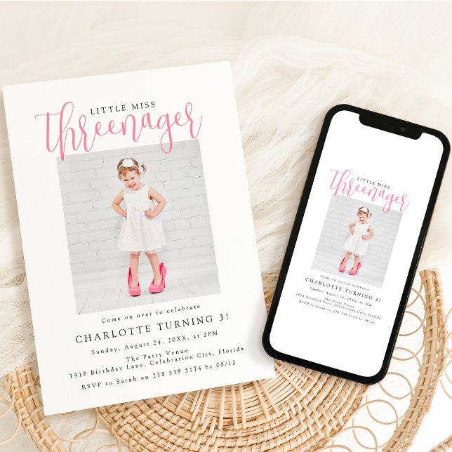 Convite Threenager | Foto Festa de 3 Anos (Criador carregado)