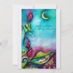 Convite THUMBELINA, metal branco-de-rosa azul, branco, gel
