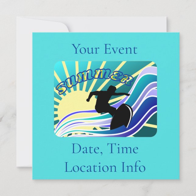 Convite Thunder_Cove da Diversão de Surfe de Verão (Frente)
