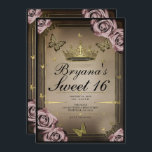 Convite Tiara Borboletas Rosa Pálidas Rosas Doces 16 Foto<br><div class="desc">Personalize como quiser. Substitua a foto no verso por sua própria foto ou remova a foto juntos.</div>