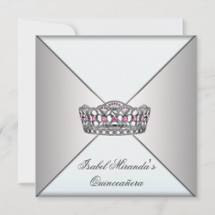 Convite Tiara Branco Marfim Classe Quinceanera Festa Sweet
