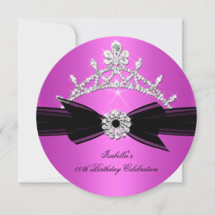 Convite Tiara Brilhante Rosa Quente Arco de Diamante Anive