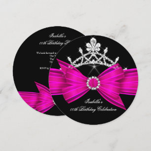 Convite Tiara Brilhante Rosa Quente Arco de Diamante Festa