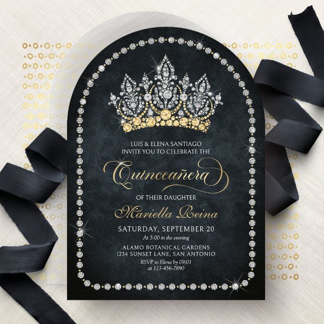 Convite Tiara Crown Diamond Quinceanera Invitation (Criador carregado)