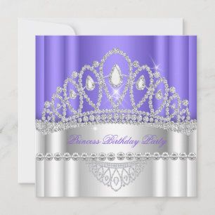 Convite Tiara de Aniversário da Princesa Roxo Diamante Bra