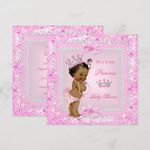 Convite Tiara de Brilho Rosa para Chás de Bebê Princesa Ét