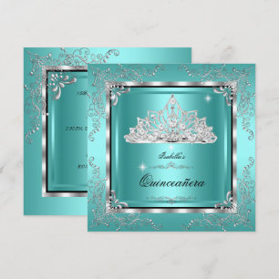 Convite Tiara de Diamante Azul-Celeste para Quinceanera An