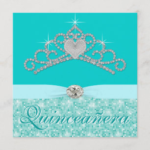 Convite Tiara de Diamante Azul Turquesa Azul Turquesa Quin