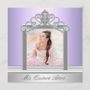 Convite Tiara de Diamante Roxo Foto Quinceanera