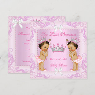 Convite Tiara de Gêmeas Chuveirinho de Bebê Princesa Pérol