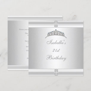 Convite Tiara de Joias de Aniversário de 21 Anos Prata Bra
