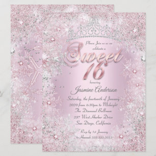 Convite Tiara de Natal Rosa Prata Sweet 16