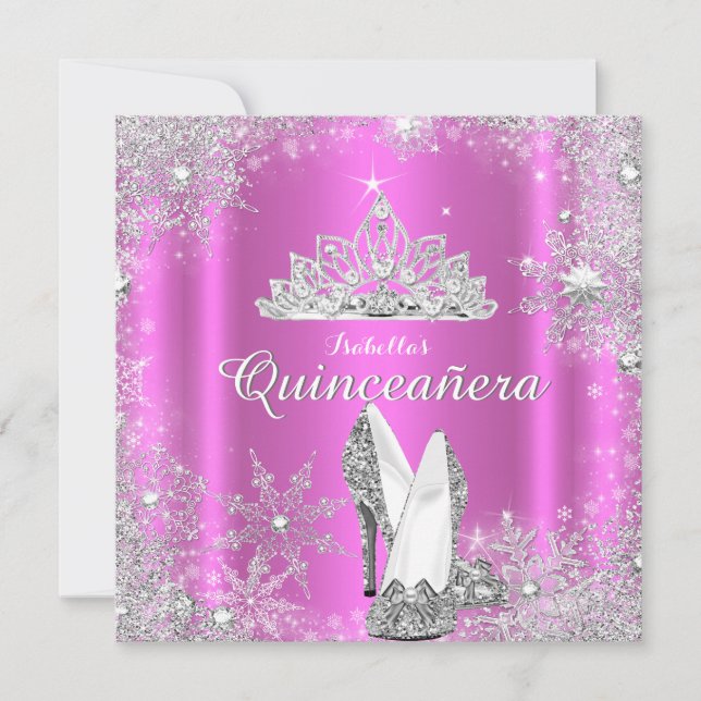 Convite Tiara de Prata para Festa de Aniversário de 15 Ano (Frente)
