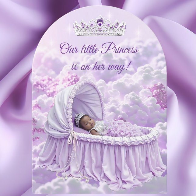 Convite Tiara de Princesa Étnica Lilás Roxo para Chá de Be (Criador carregado)