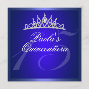 Convite Tiara de Quinceañera Diamante Azul Real