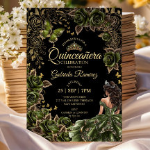 Tiara Dourada de Preto e Esmeralda Verde Quinceañe