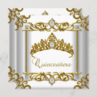 Convite Tiara Dourada Quinceanera 15 de Aniversário