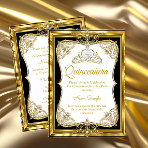 Convite Tiara Elite Dourada Branca Preta Princesa Quincean