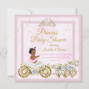 Convite Tiara para Chá de Bebê Princesa Carruagem Rosa Étn