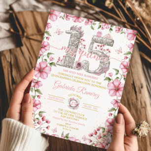 Convite Tiara Prata e Dourada Mis Quince Quinceañera