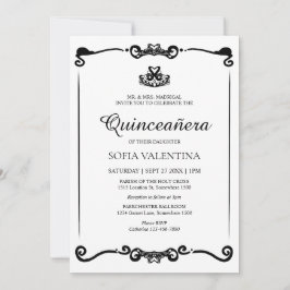 Convite Tiara Quinceanera branca clássica