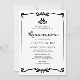 Convite Tiara Quinceanera branca clássica