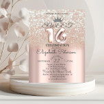 Convite Tiara,Rosa Dourado Doce 16 Glitter Bokeh Partido<br><div class="desc">Glitter prateado tiara em glitter bokeh ombre Doce 16 convite de aniversário.</div>