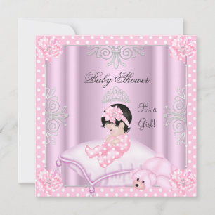Convite Tiara Rosa Princesa para Chá de Bebê Menina