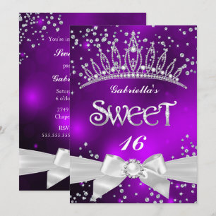 Convite Tiaras Brilhantes Sweet 16 festa roxa