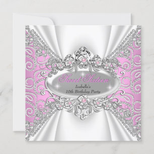 Convite Tiaras de Aniversário de 16 Anos Princesa Rosa Dia