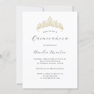 Convite Tiaras Simples e Modernas para Quinceanera